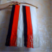 шарф длинный 2 м на 26 см белый с черным и красным